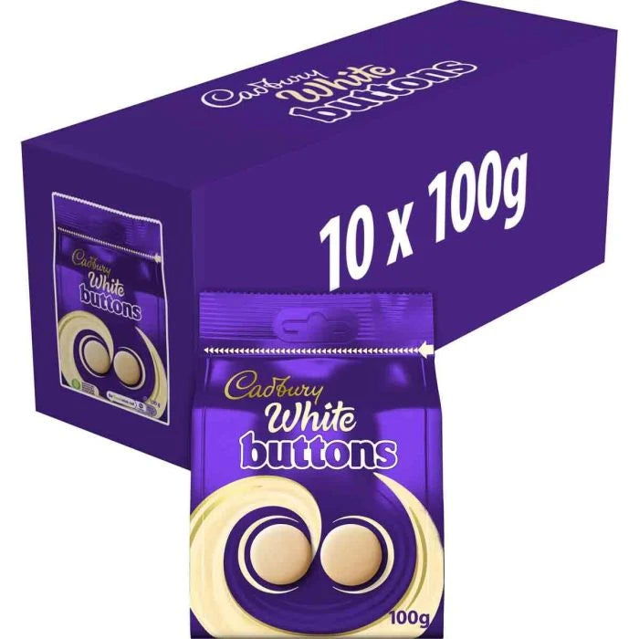 [FULL BOX] Cadbury White Buttons [10x100g]