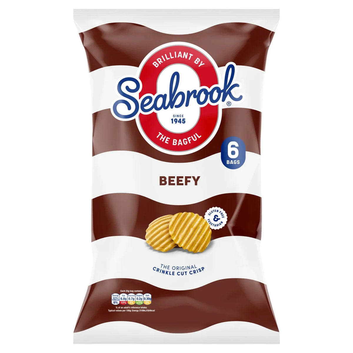 Seabrook Beefy Crinkle Cut Crisps [6 Pack]