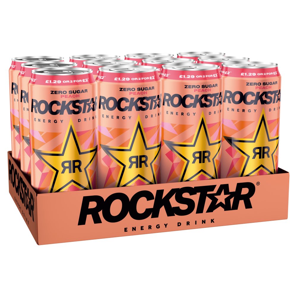 [FULL CASE] Rockstar Zero Sugar Peach Flavour [12x500ml]