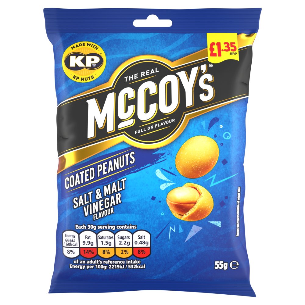 [FULL BOX] McCoys Salt & Malt Vinegar Peanuts [16x55g]