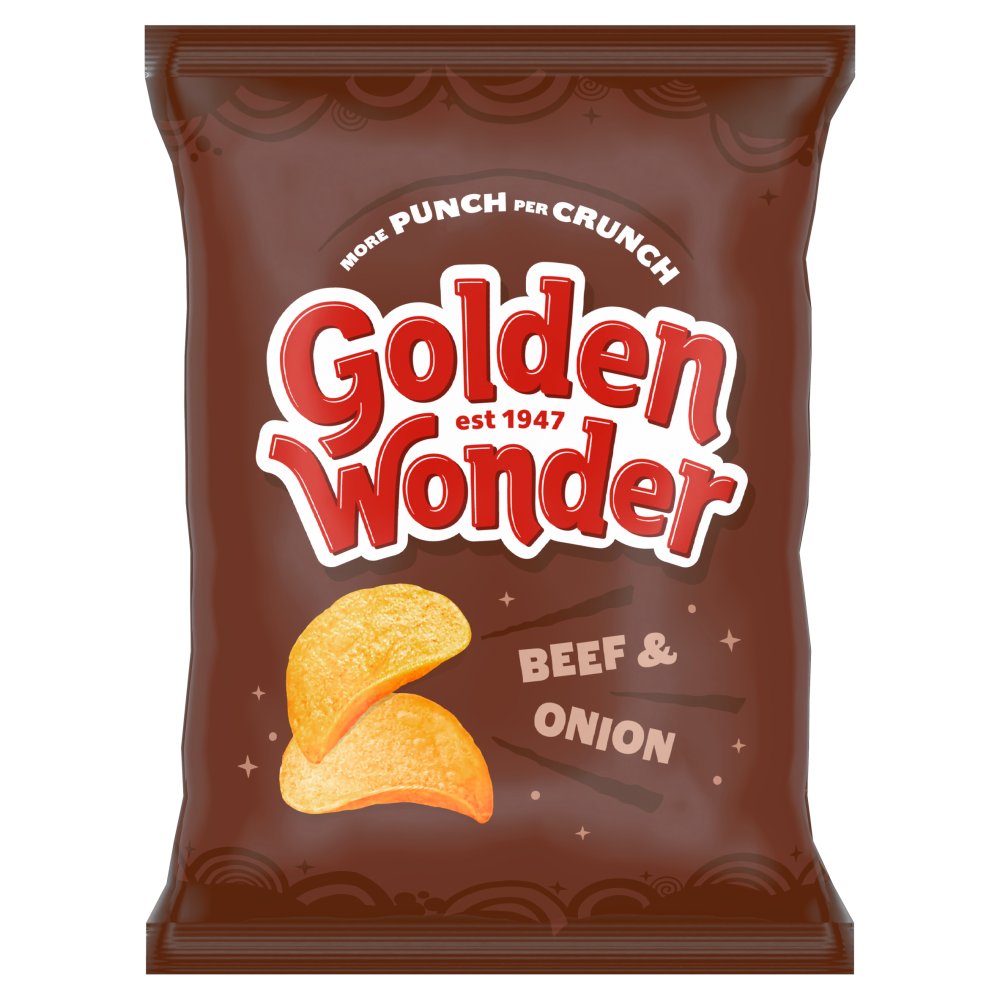 [FULL BOX] Golden Wonder Beef & Onion Crisps [32x32.5g]