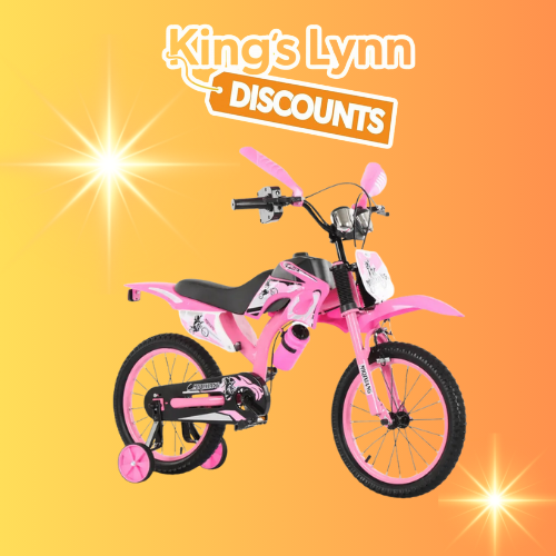 child's 16inch motocross bike with removeable stabilizers, rev handle & water bottle  (4 to 8 years) free delivery!