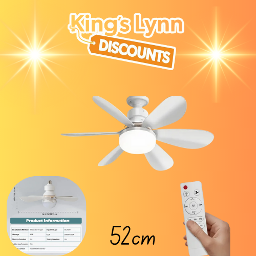LED Ceiling Fan Light E27 As seen on Tik Tok (xl 52 cm)