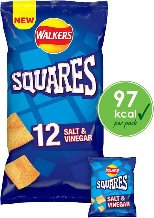 Walkers Squares Salt & Vinegar Flavour [12 Pack]