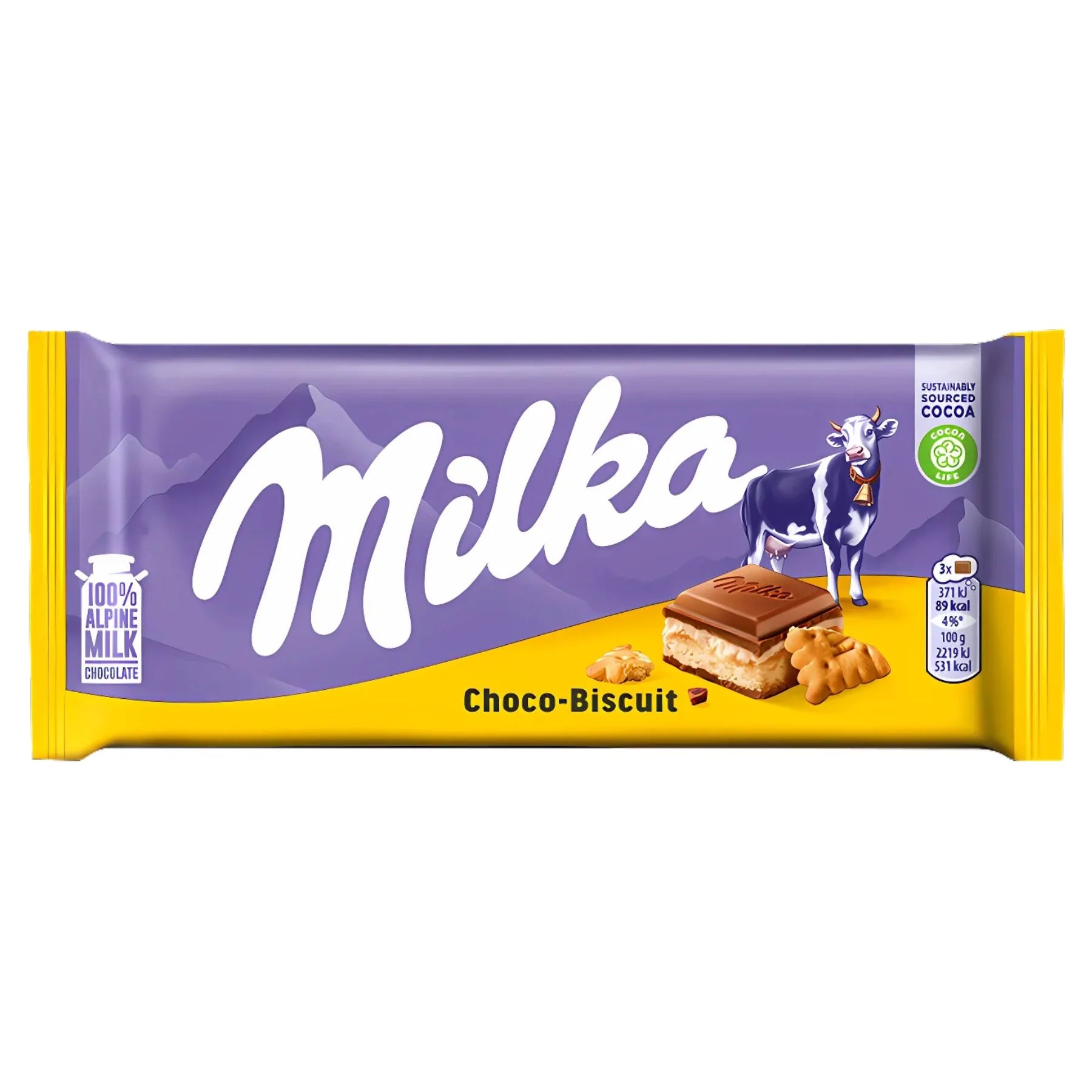 Milka Choco Biscuit Milk Chocolate Block [100g]