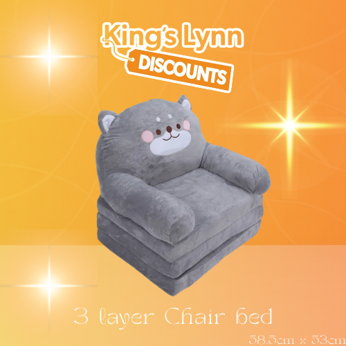 Children's Chair bed grey dog 3 tier sofa bed Tinkabell