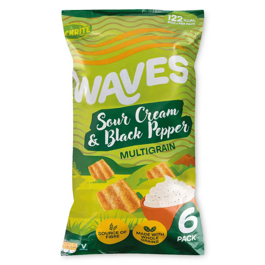 Snackrite Waves Sour Cream & Black Pepper [2x6 Pack]
