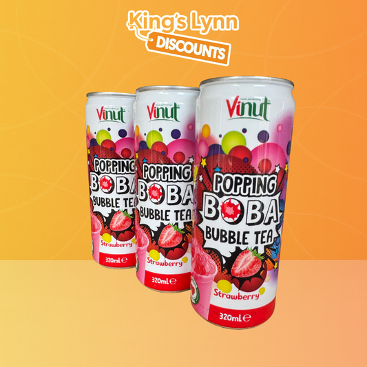 Vinut Popping Boba Bubble Tea Strawberry [3x320ml]
