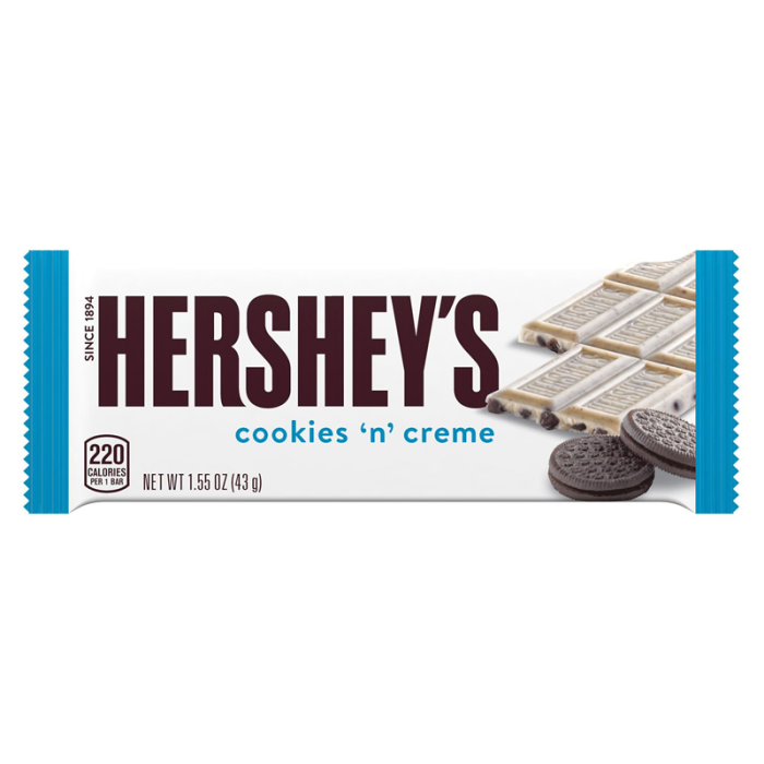 [USA] [FULL BOX] Hersheys Cookies & Creme Chocolate Bar [2x43g]