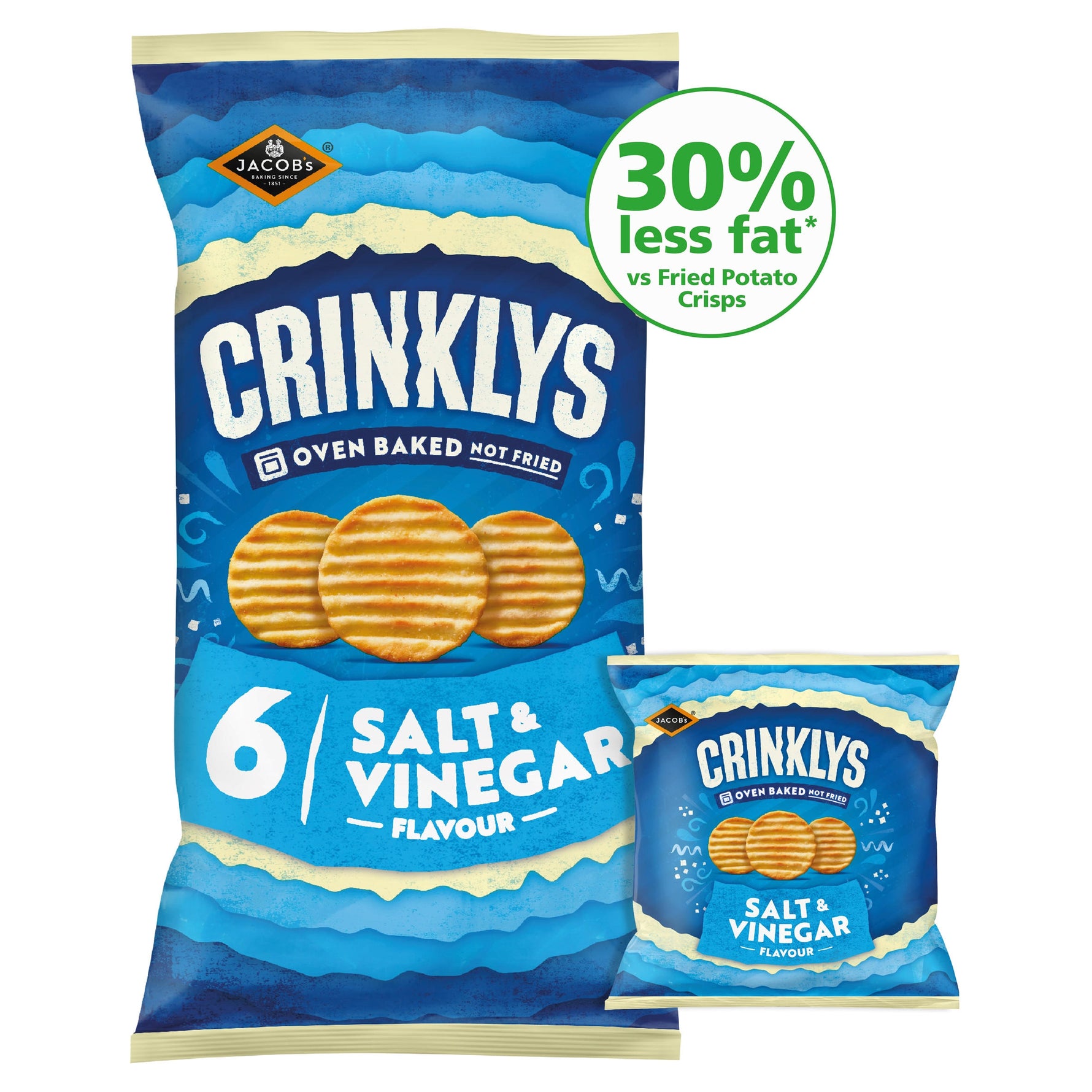 Jacobs Crinklys Salt & Vinegar [6 Pack]