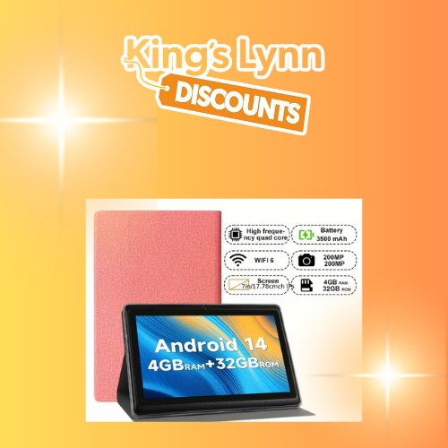 Android 14 Tablet, 7 inch with 4GB(2GB+2GB) DDR RAM, 32GB ROM,3500mAh, Quad Core