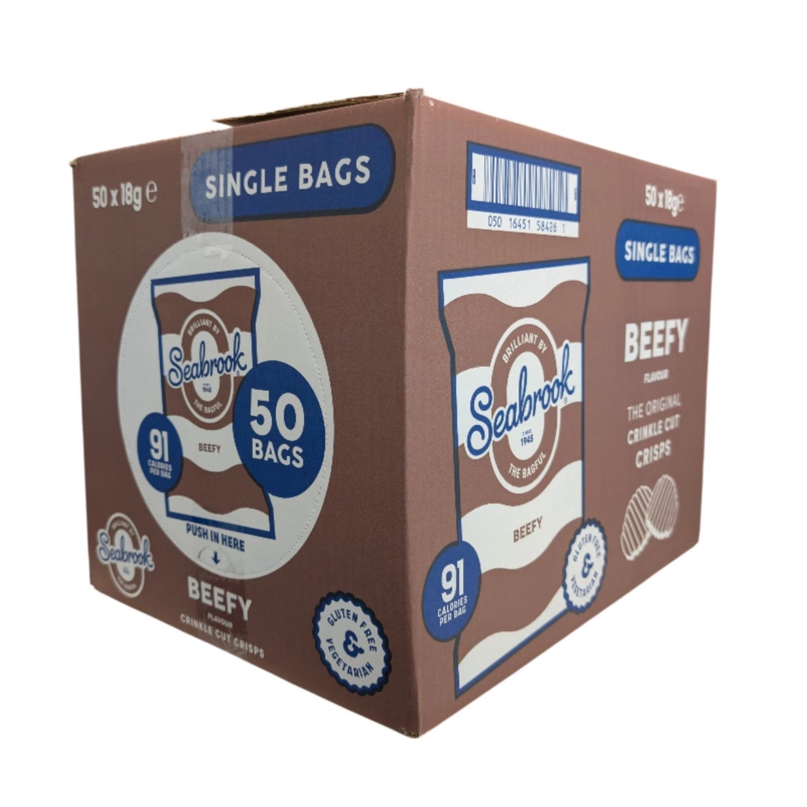 [FULL BOX] Seabrook Beefy Flavour Crinkle Cut Crisps [50x18g]