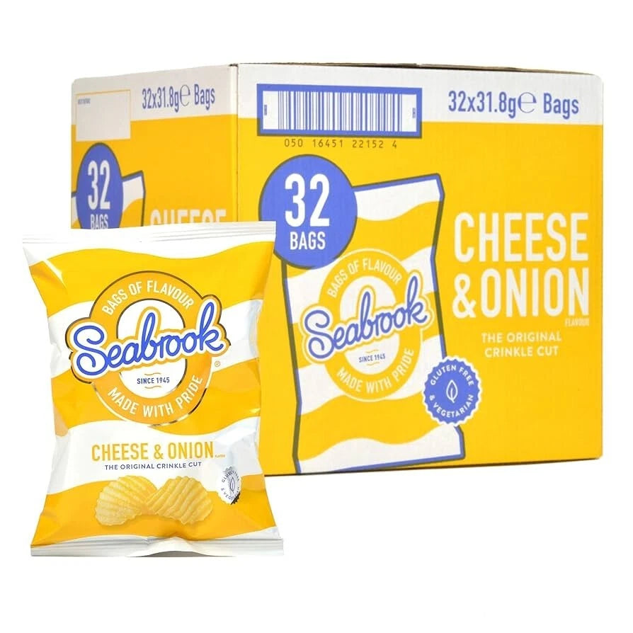 [FULL BOX] Seabrook Cheese & Onion Flavour Crinkle Cut Crisps [32x31g]